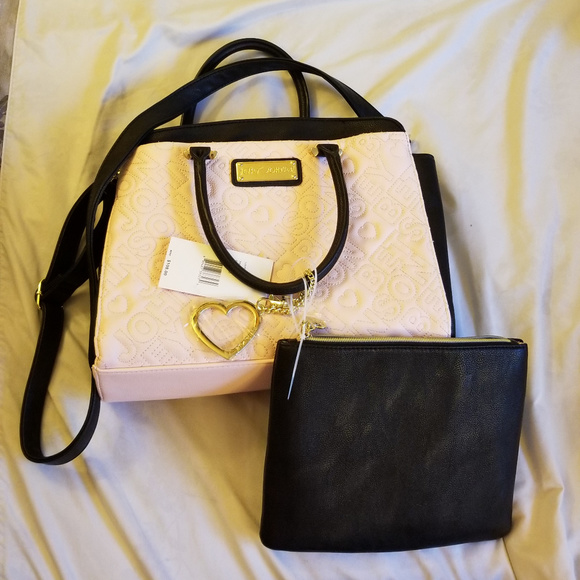 *SOLD* Betsey Johnson Satchel +Makeup Bag Pink - Picture 2 of 8